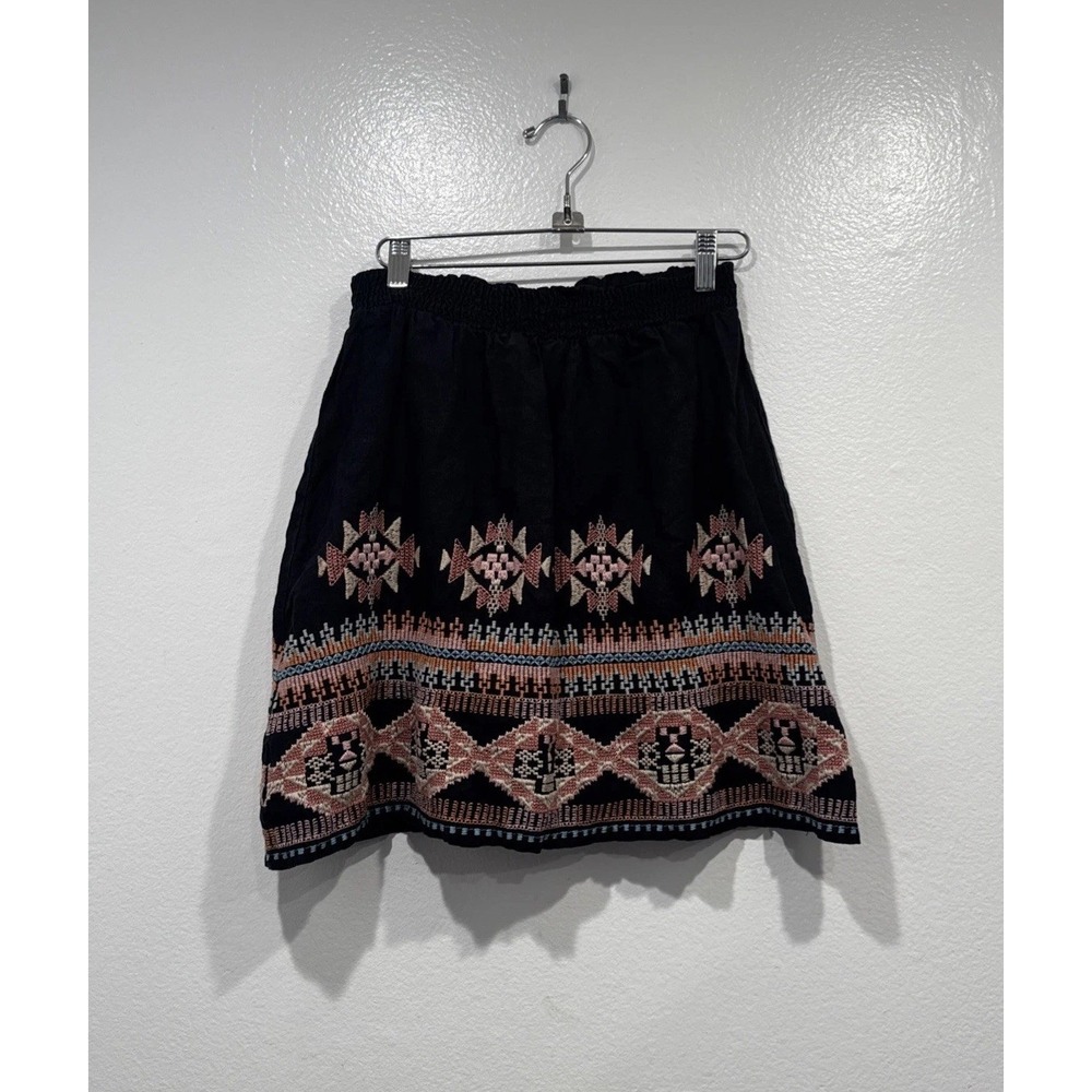 Johnny Was Embroidered Skirt Size Medium Pull On Linen Blend Boho Festival Beach